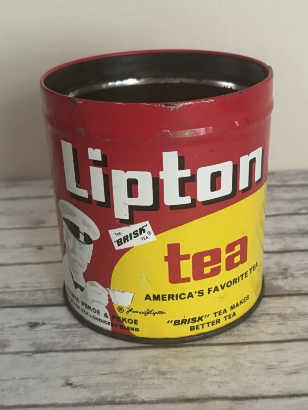 MCM Maxwell Coffee Lipton Tea Canister Tin JL Clark Containers 1960's NO Lid